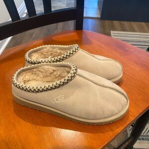 UGG Tan Suede Shearling-Lined Slip-On Mules